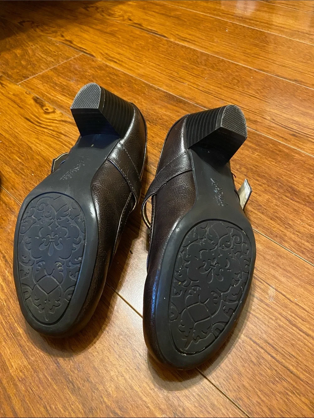 Life Stride Dark Brown Mary Jane Flats with Adjustable Strap
